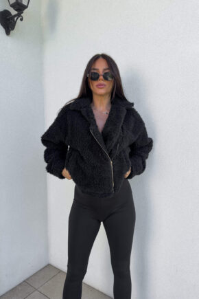 Kurtka futerko ILANIA  – czarna